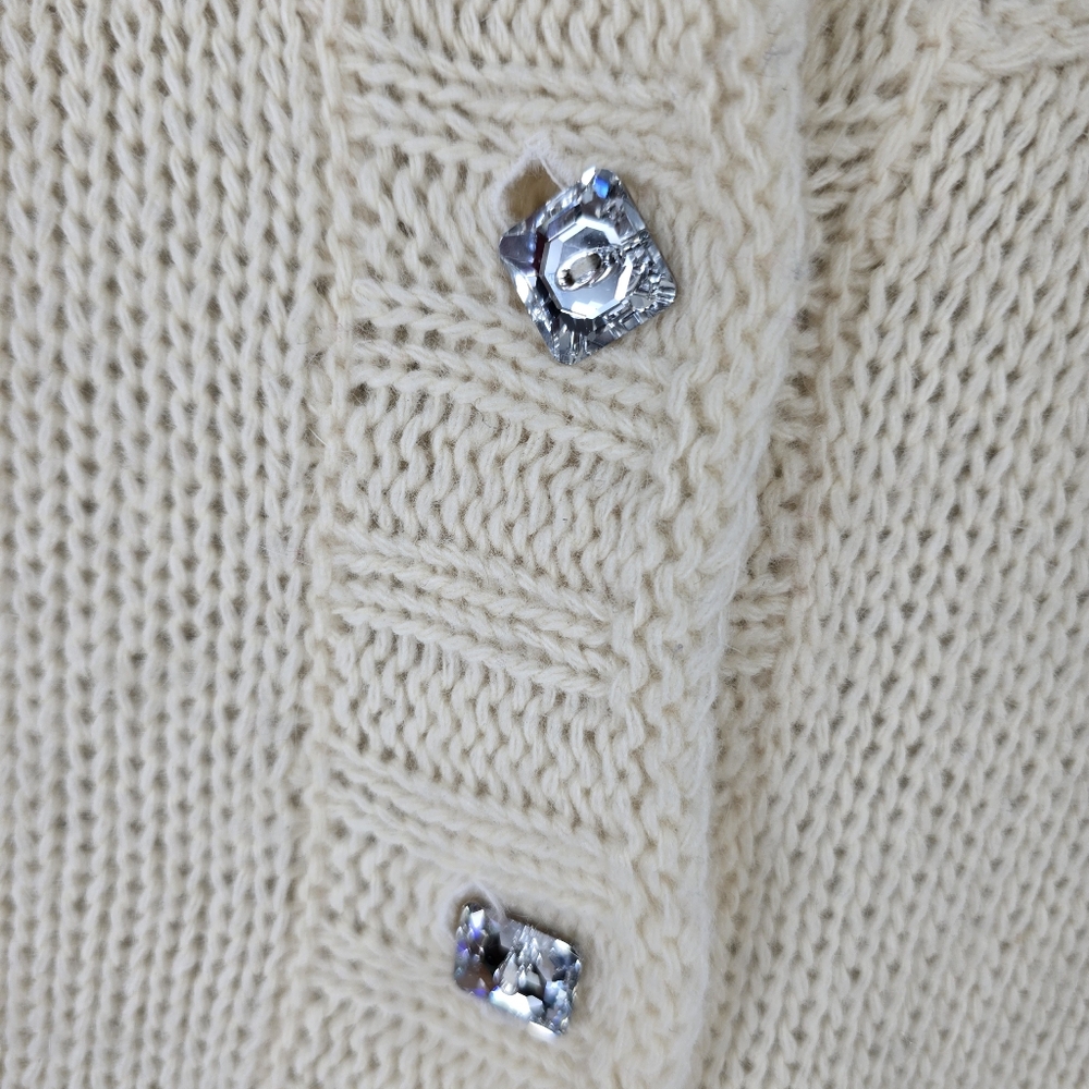 Tabitha Lambswool Angora Cream Ivory Cardigan Sweater 3/4 Sleeve Size Large - Picture 4 of 8